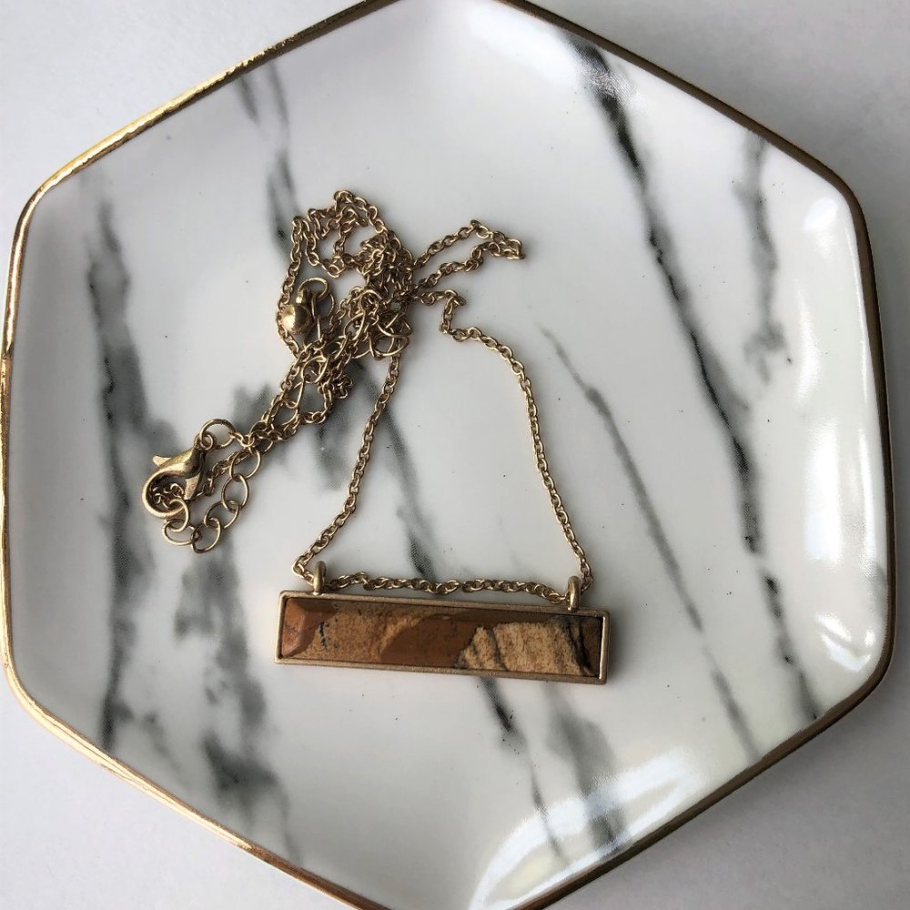 Jasper Semi Precious Stone Bar Necklace